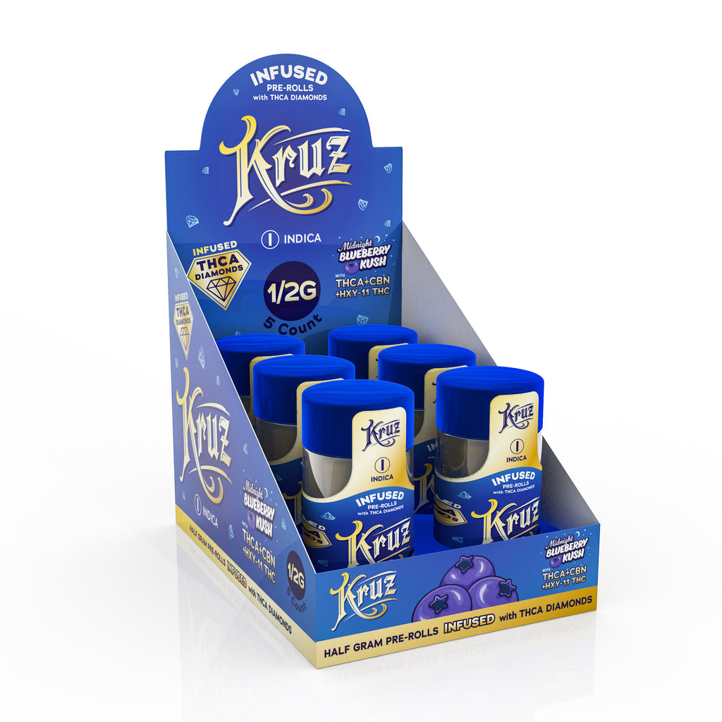 Kruz, THC Liquid Diamond Pre Rolls Midnight Blueberry Kush OG 5CT