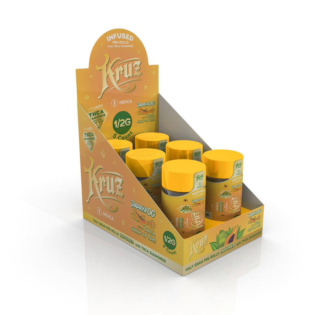 Kruz, THC Liquid Diamond Pre Rolls Papaya OG 5CT